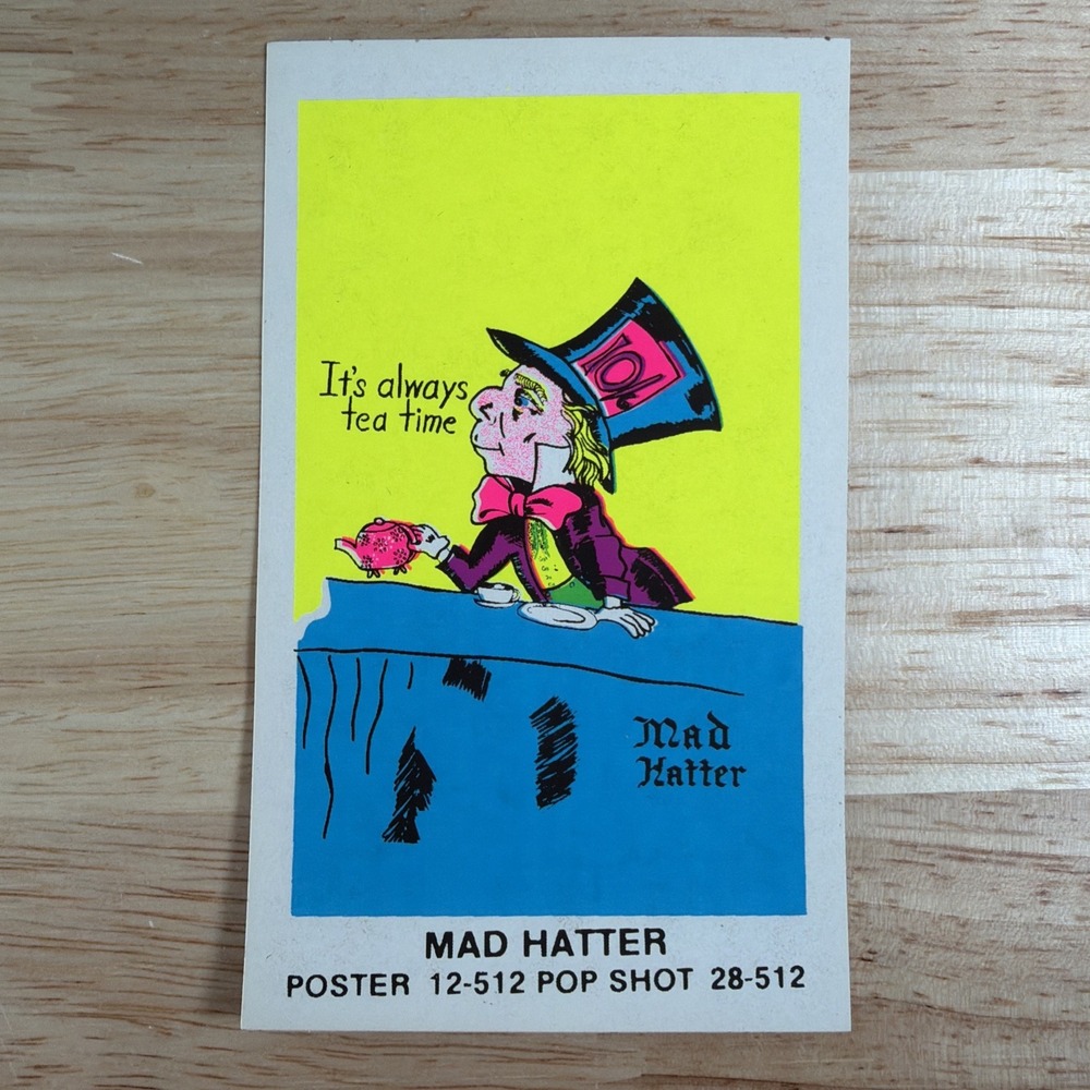 Psychedelic Blacklight Neon Vintage Pop Shot Poster Sticker 4.75x3" MAD HATTER